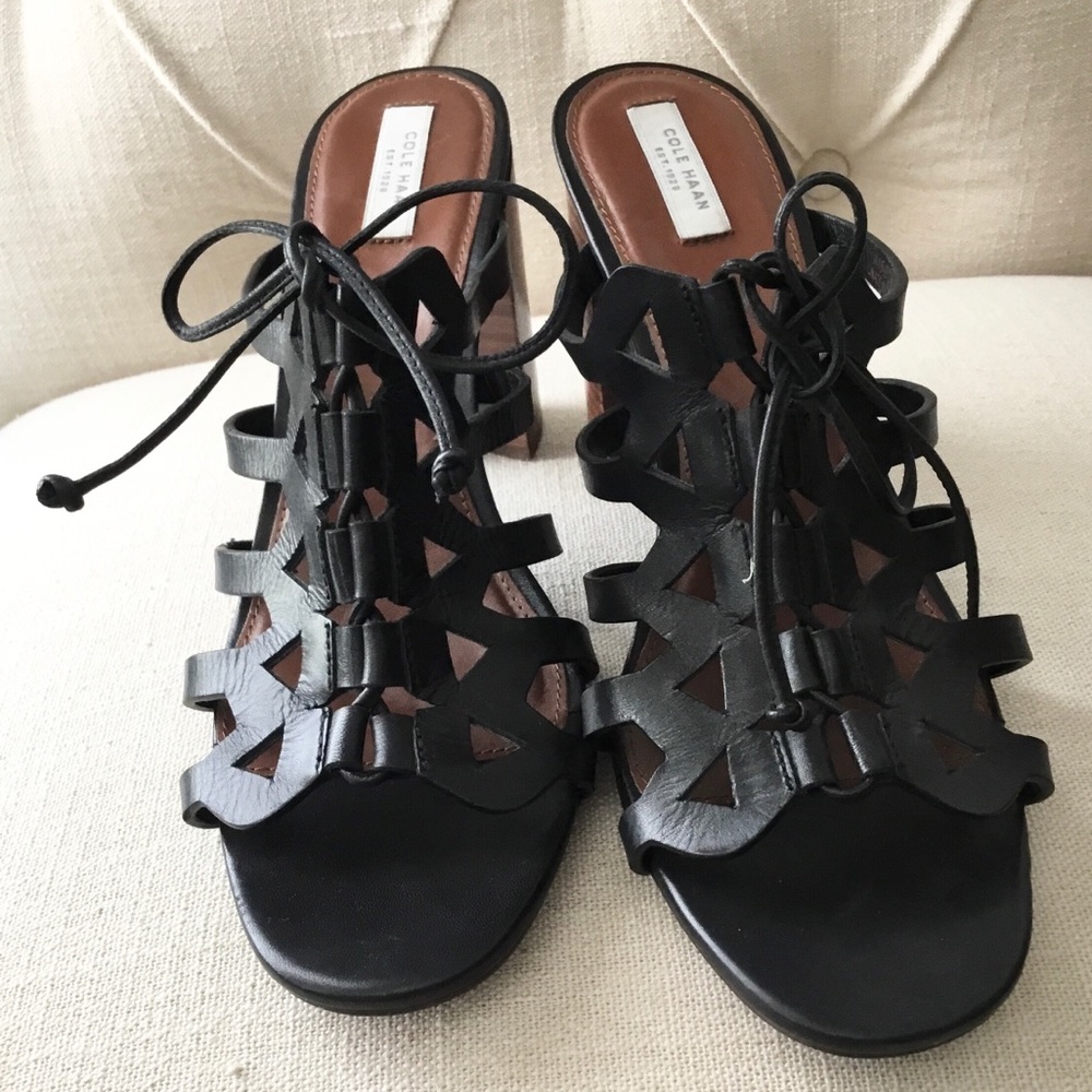 Cole Haan Claudia Leather Block Heel Sandals - 10